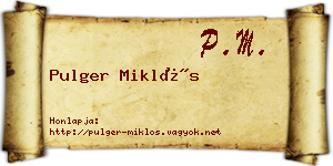 Pulger Miklós névjegykártya